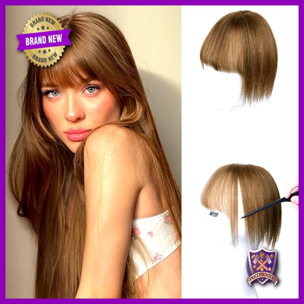 Human Hair Clip-In Bangs Topper 360 Coverage Volume Face Framing Daily Wear